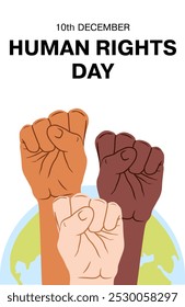 Vector illustration for International Human Rights day. Observed every year on december 10. Protection of human rights concept. Human Rights creative post design, flyer design, banner, card, poster