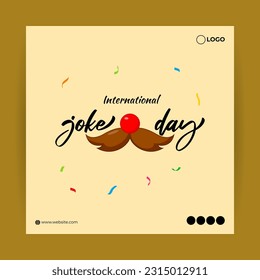 Vector illustration of International Joke Day social media story feed mockup template