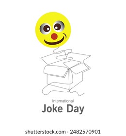 Vektorillustration des International Joke Day Social Media Feed Vorlage. Lächelnder Clown im Gesicht Vektorgrafik.