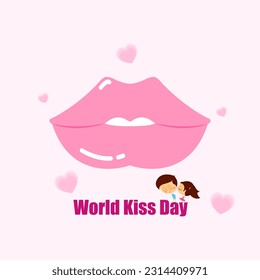 Vector illustration of International Kissing Day social media story feed mockup template