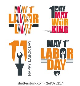 vector illustration for International Labor Day on May 1st, design elements icon label