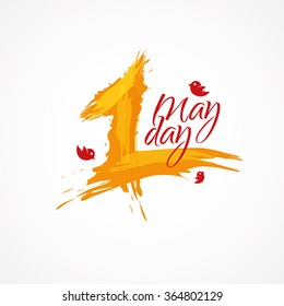 vector illustration for International Labor Day on May 1st, design elements icon label, graphics in the style of watercolors