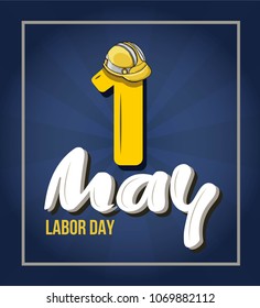 Vector illustration for International Labour Day. Hand sketched text on blue background with ftame.
Poster, banner or flyer design with stylish text 1st May Labor Day
