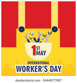 Vector illustration International Labour Day Editable post banner template