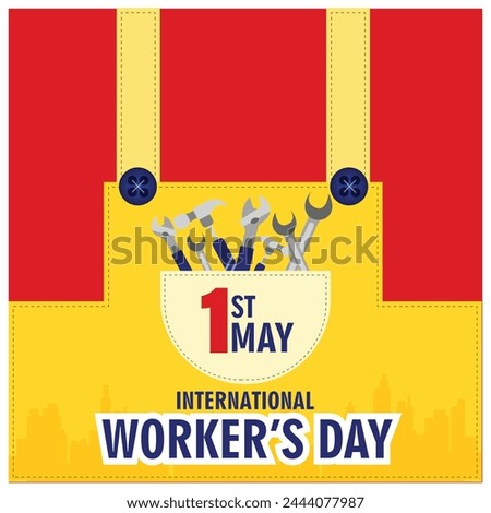 Vector illustration International Labour Day Editable post banner template