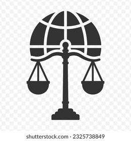 Vector illustration of international law icon in dark color and transparent background(PNG).