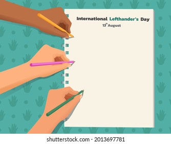 Vector Illustration of International lefthanders Day. August 13. Happy Left-handers Day. Left-handed character illustration.