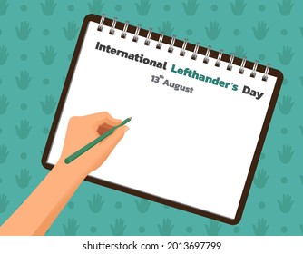 Vector Illustration of International lefthanders Day. August 13. Happy Left-handers Day. Left-handed character illustration.