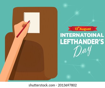 Ilustración vectorial del Día Internacional de las Lías. 13 de agosto. Feliz Día de la Izquierda. Ilustración de caracteres de mano izquierda.