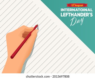 Vector Illustration of International lefthanders Day. August 13. Happy Left-handers Day. Left-handed character illustration.