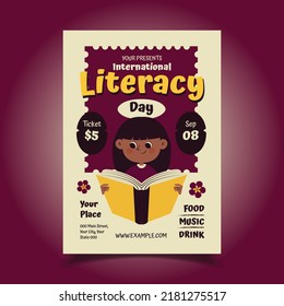 Vector Illustration of International Literacy Day Flyer, Poster