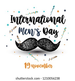 Vector Illustration of International Men's Day Background. Hand drawm moustache.