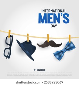 Ilustração vetorial do Dia Internacional do Homem. Para um cartaz ou banner e cartão de saudação.
