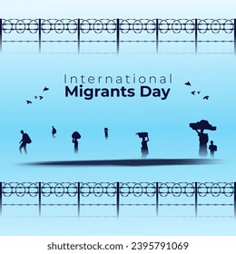 Vector illustration of International Migrants Day social media feed template