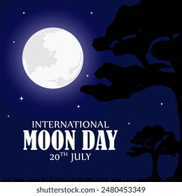 Vector illustration of International Moon Day social media feed template