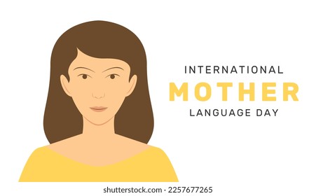 Vector illustration of International Mother Language Day with woman face cartoon character