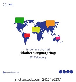 Vector illustration of International Mother Language Day social media feed template