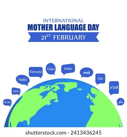 Vector illustration of International Mother Language Day social media feed template