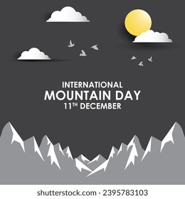 Vector illustration of International Mountain Day social media feed template