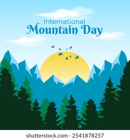 Ilustración vectorial del Día Internacional de las Montañas Plantilla en las redes sociales