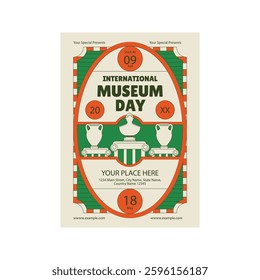 Vector illustration of international museum day flyer poster template design