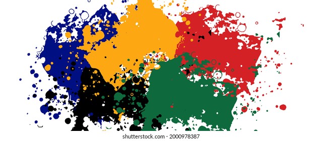 Vector Illustration International Nelson Mandela Day 18th July. Splash Of South African Flag Colors
