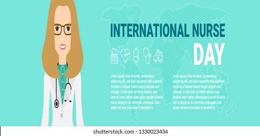 Vector illustration for International Nurse Day celebration. Can be used for poster, banner, background, icon, wallpaper, symbol, badge, label, and template design. Eps 10