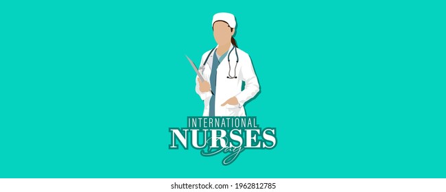 Vector Illustration of International Nurses Day. May 12th. International Nurses Day. thank you card.  Thank you doctors and nurses.