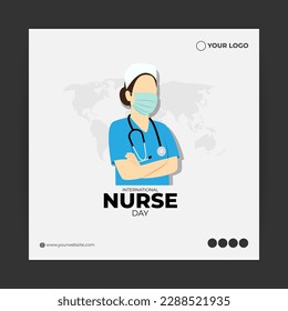 Vector illustration of International Nurses Day 12 May social media story feed mockup template post
