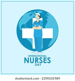 Vector illustration of International Nurses Day 12 May social media story feed mockup template post