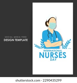 Vector illustration of International Nurses Day social media story feed set mockup template poster flyer 