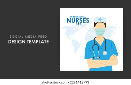 Vector illustration of International Nurses Day social media story feed set mockup template poster flyer 