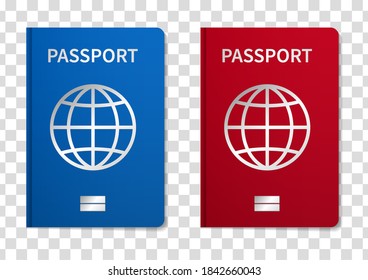 Vector illustration international passport isolated on transparent Background.