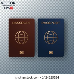 Vector illustration international passport with map isolated on transparent Background