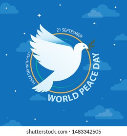 Vector illustration International Peace Day with dove, International peace day vector poster.