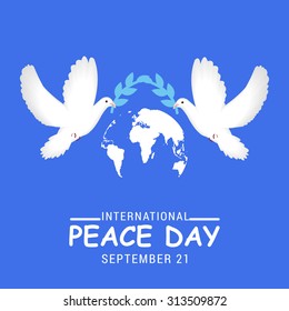 Vector illustration International Peace Day with dove.