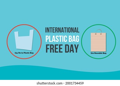 Vector Illustration of International Plastic Bag Free Day. Say no to plastic bags. Use reusable bags. Plastic bags harmful to the environment. Save Earth and ecosystems. 