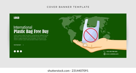 Vector illustration of International Plastic Bag Free Day Fbcover banner mockup Template