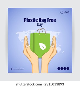 Vector illustration of International Plastic Bag Free Day social media story feed mockup template