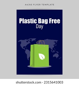 Vector illustration of International Plastic Bag Free Day social media story feed a4 mockup template