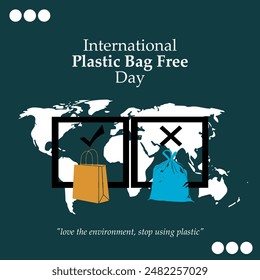 Vektorillustration von International Plastic Bag Free Day Social Media Story Feed Mockup Vorlage