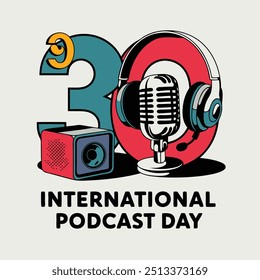 A vector illustration of International Podcast day 
