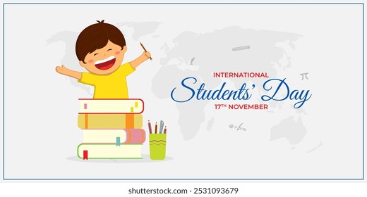 Ilustración vectorial del Día Internacional del Estudiante Plantilla de medios sociales