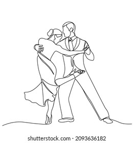 Vector illustration. International Tango Day. dance. Holiday. Drawing with one line...