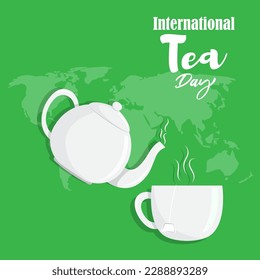 Vector illustration of International Tea Day 21 May social media story feed mockup template post