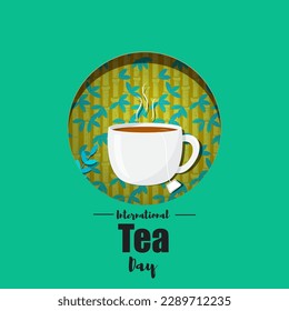 Vector illustration of International Tea Day 21 May social media story feed mockup template post