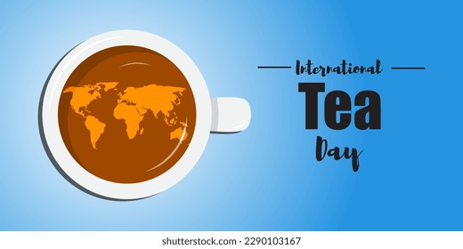 Vector illustration of International Tea Day 21 May social media story feed mockup template post