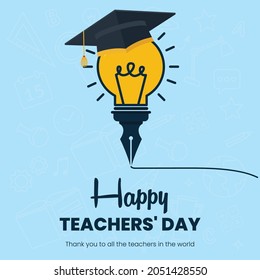 Vector Illustration Of International Teachers' Day Banner. It's Also Known As World Teachers Day, Is An International Day Held Annually On 5 October.