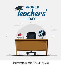 Vector illustration of international Teachers' day banner. It's also known as world Teachers Day, is an international day held annually on 5 October.