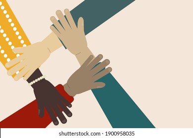 Vector illustration of international team building. Concept of multinational team work. Business partners.